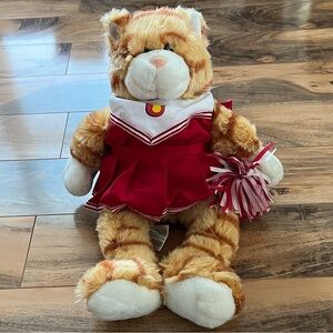 Build A Bear Cheerleader Kitty Plush Red White Outfit Pom Pom Stuffed